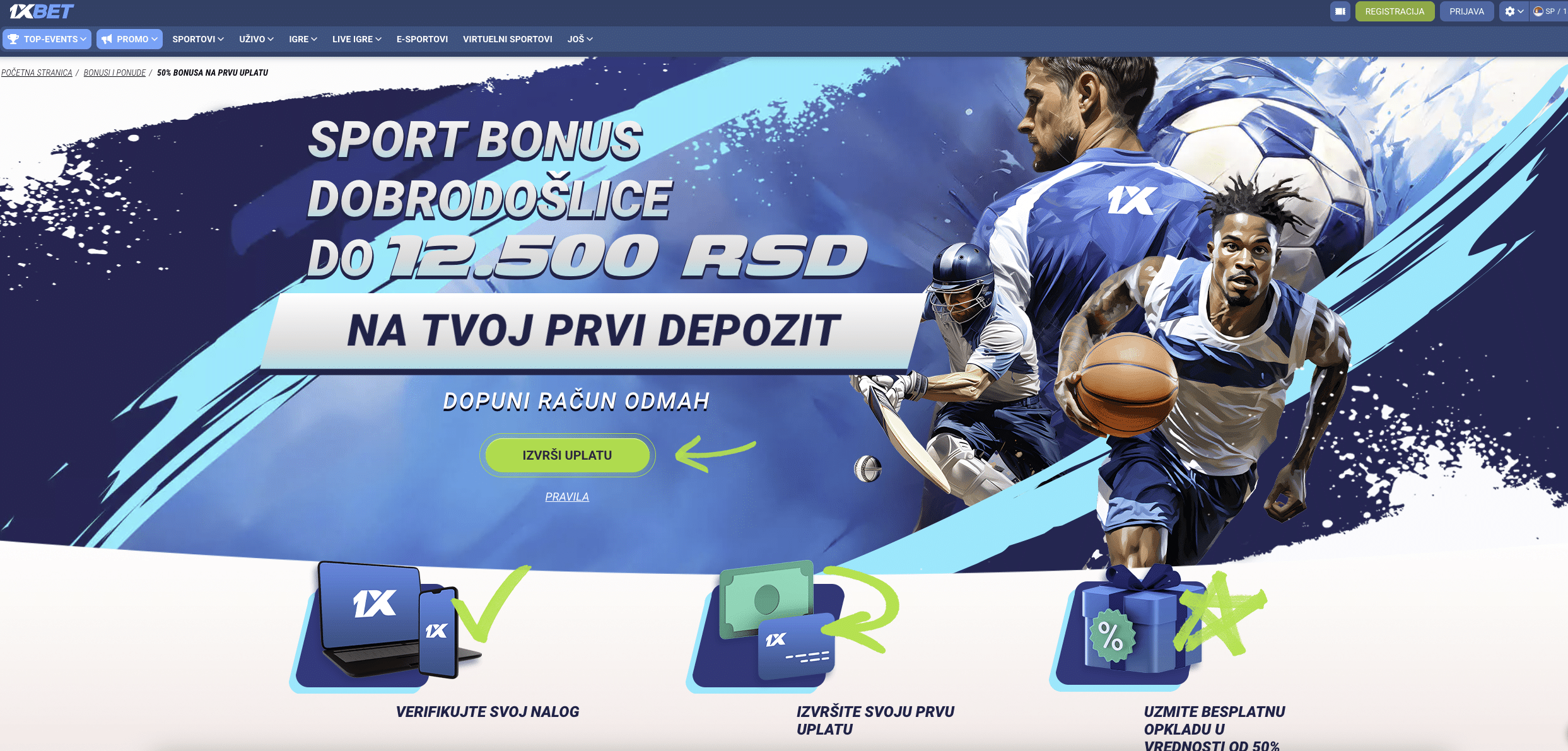 1xBet sport bonus dobrodošlice freebet